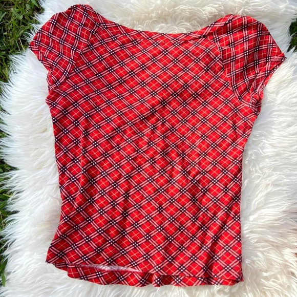 Rare Red Burberry Nova Check Top Size Small - Picture 3 of 4